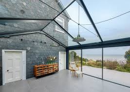 Glass roof over dining area