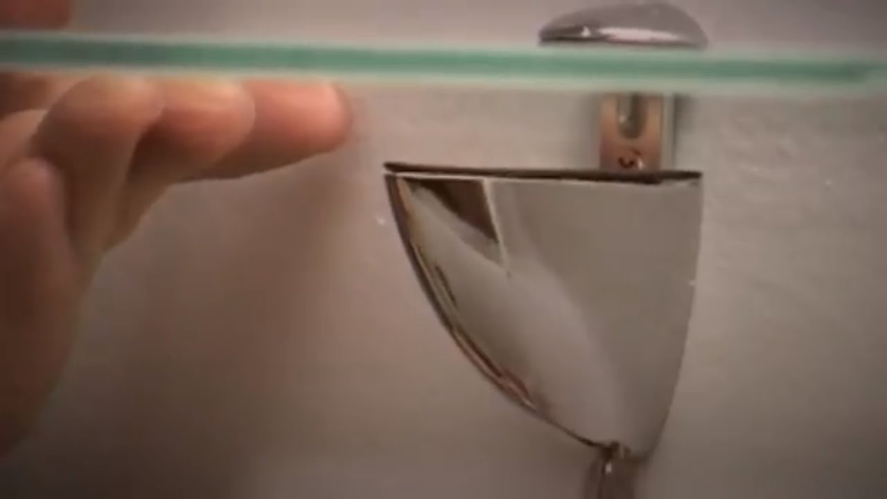 Bathroom glass shelf install