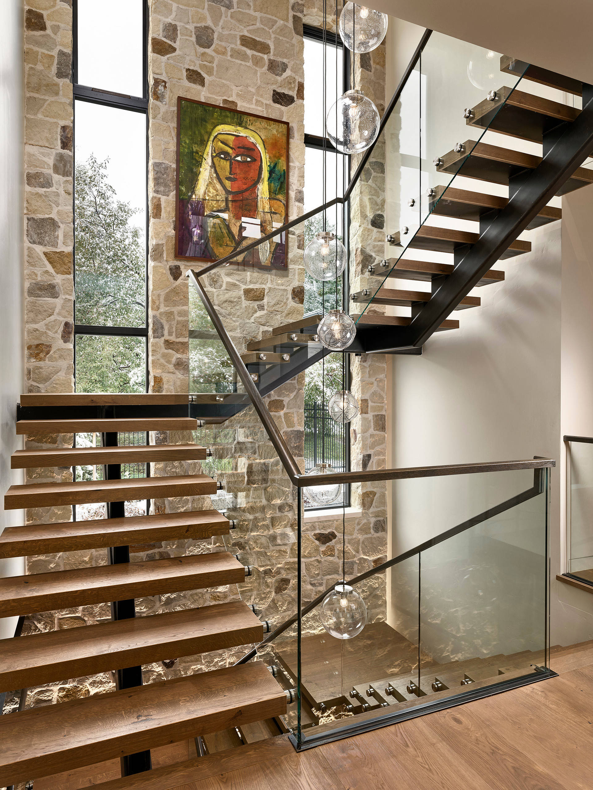 Modern glass stair railing