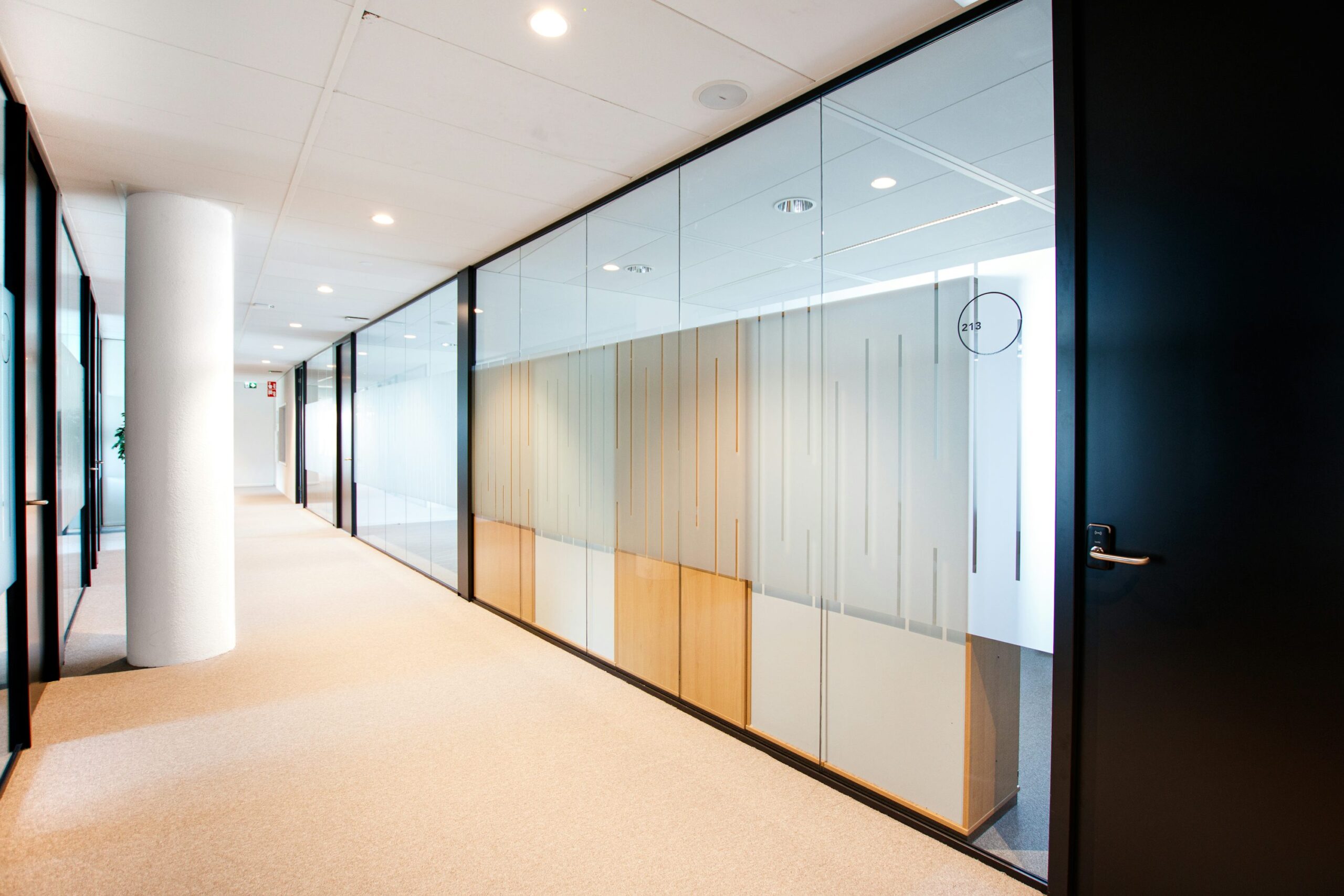 Office glass wall installation