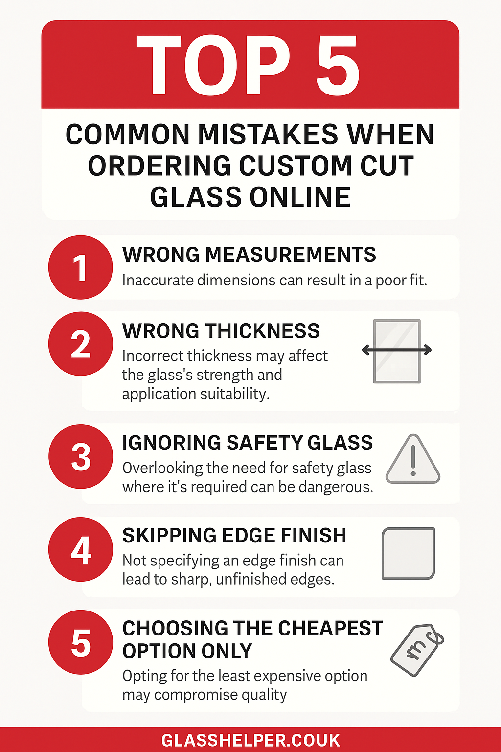 Infographic: Top 5 Common Mistakes When Ordering Custom Cut Glass Online